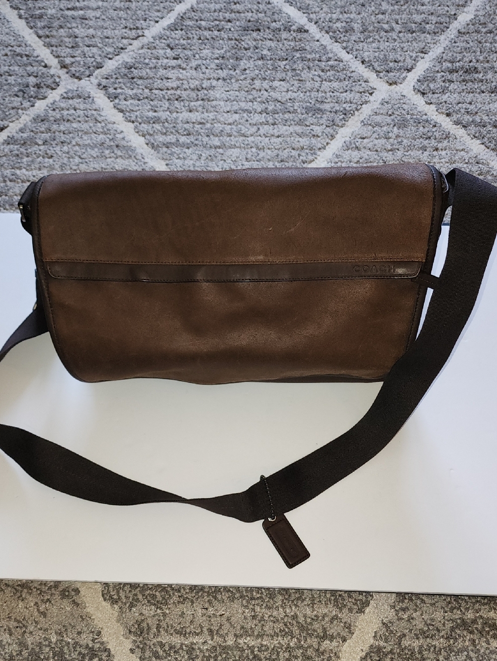 Coach Vintage Camden Dark Brown Leather Messenger Bag.